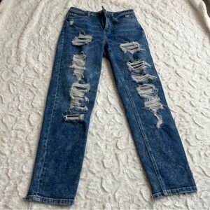 American Eagle Mom Jean Blue Size 2 Women’s Denim Distressed Straight Leg